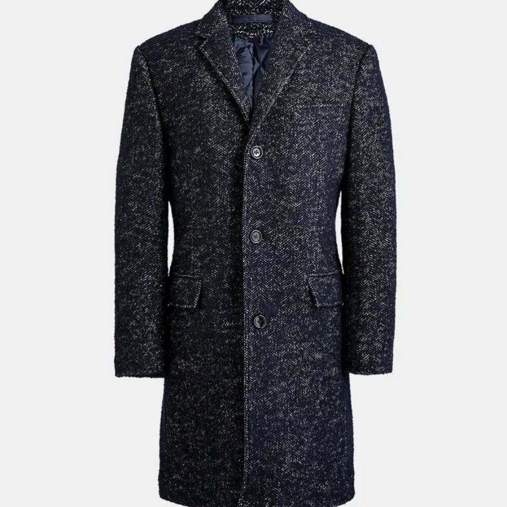 J. Crew Factory - Thompson Blue Herringbone Car Coat - Men's Size 40